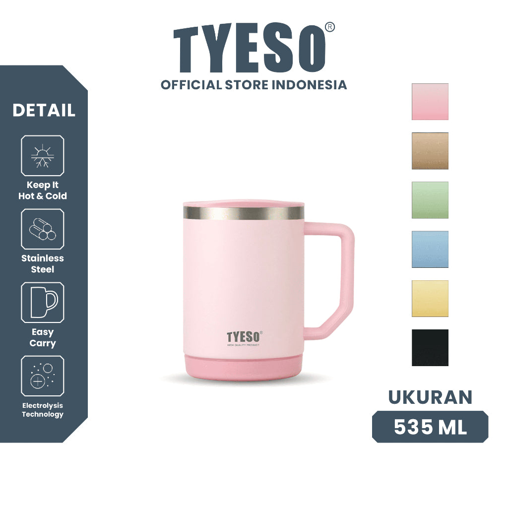 Tyeso CASK 530ml 2.0 Mug Kantor Stainless Steel Vacuum Insulated TS-02701 Tumbler Gagang Anti Panas