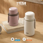 Tyeso Tavo Food Jar 1000ml TS-02602 Wadah Makanan Vacuum Stainless SUS316 Panas Dingin Anti Bocor Gagang Lipat