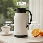 Tyeso TS-0102504 Haven home Vacuum Insulated Pot 2500ml Stainless Steel BPA FREE 85 Oz