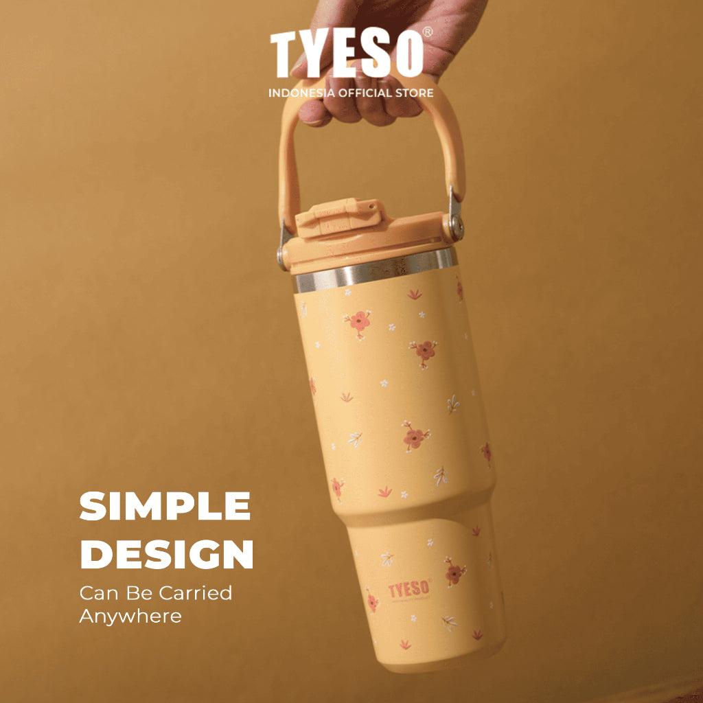TYESO Botol Minum  Roam TS-01024 Tumbler Wildwood Petals 900ml 30 FL OZ - Stainless Steel Anti Bocor Sedotan Lipat Gagang Portable