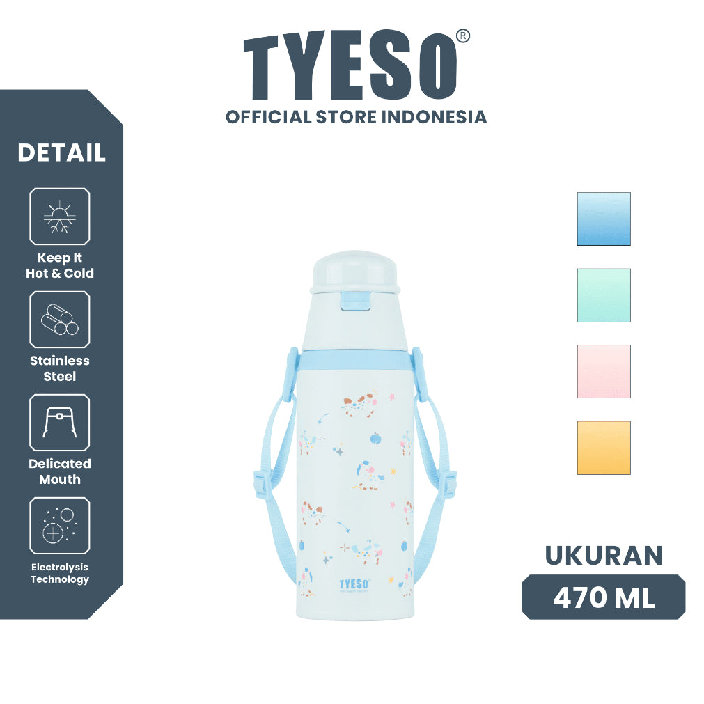 Tyeso TS-01-02804 Wonderland Vacum Insulated Kidz Bottle 470ml Stainless Steel BPA FREE 16 Oz