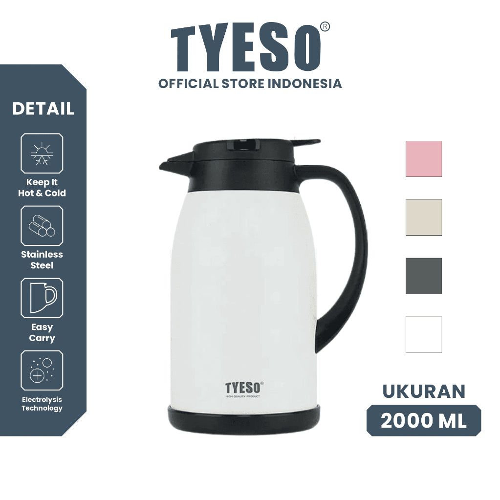 Tyeso TS-0102503 Haven home Vacuum Insulated Pot 2000ml Stainless Steel BPA FREE 68 Oz