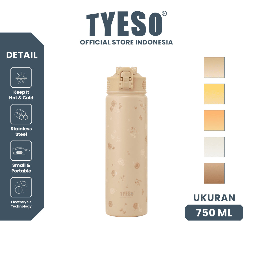 TYESO Botol Minum Wander 750ml 25oz TS -8771C Wildwood Petals - Stainless Steel 304 Double Wall Vacuum Leakproof BPA Free