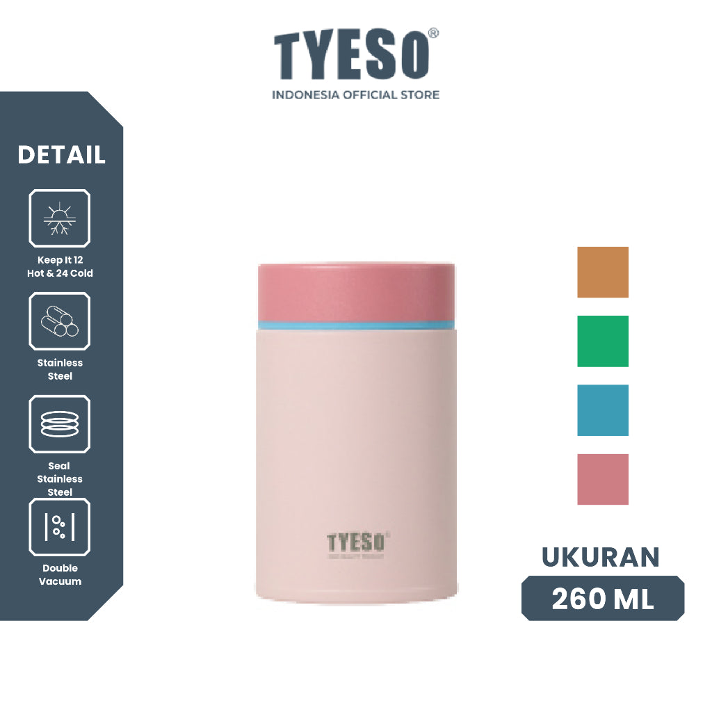 [Stainless Steel 316]  Tyeso Food Jar Termos Nasi Sup Bubur 260ML TS-01039 SUS 316 Tahan Panas Dingin 6 Jam BPA Free