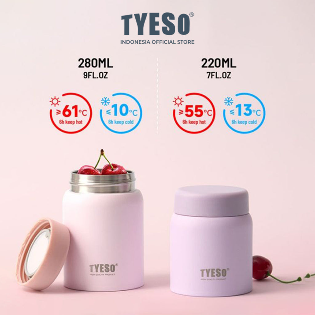 [Stainless Steel 316] Tyeso Wadah Bekal Makan Premium Anti Tumpah 220ml SUS316 TS-01041 Tahan Panas Dingin Kotak Makan Anak Kantor Estetik