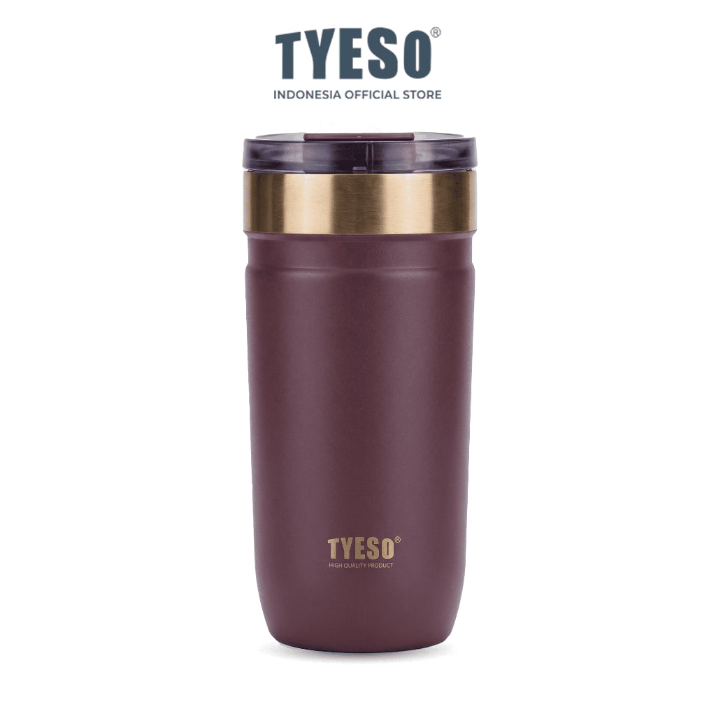 Tyeso Tumbler 550mL Leak Proof TS-01-01020 Plump Gold Silicone Handle Coffee Cup Portable BPA FREE FREE 18 Oz