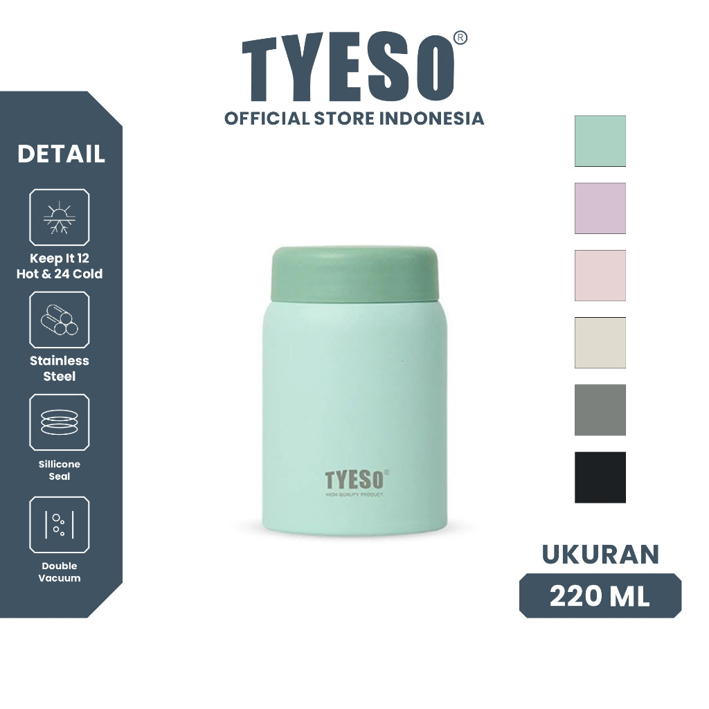 [Stainless Steel 316] Tyeso Wadah Bekal Makan Premium Anti Tumpah 220ml SUS316 TS-01041 Tahan Panas Dingin Kotak Makan Anak Kantor Estetik