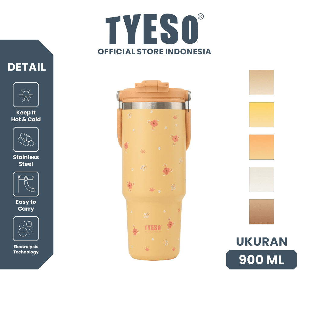 TYESO Botol Minum  Roam TS-01024 Tumbler Wildwood Petals 900ml 30 FL OZ - Stainless Steel Anti Bocor Sedotan Lipat Gagang Portable