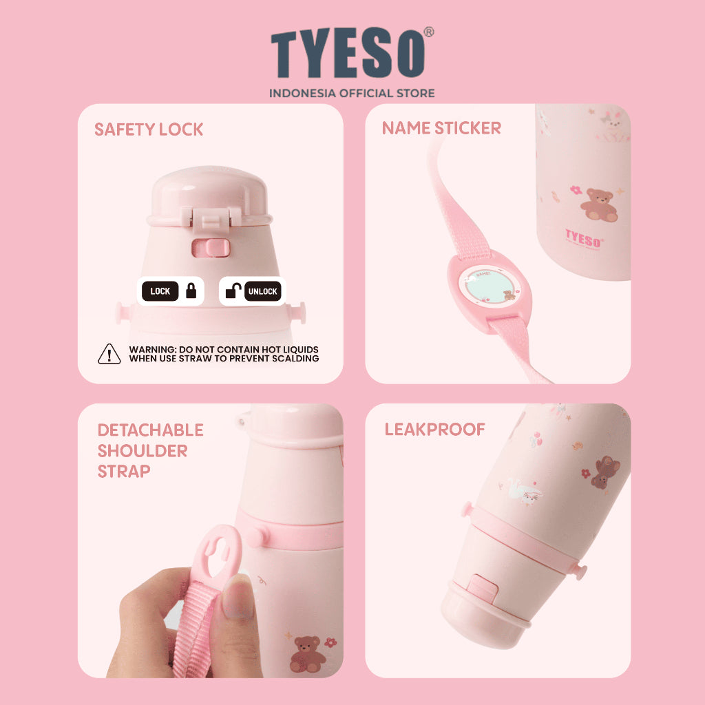 Tyeso TS-01-02805 Wonderland Vacum Insulated Kidz Bottle 600ml Stainless Steel BPA FREE 20 Oz