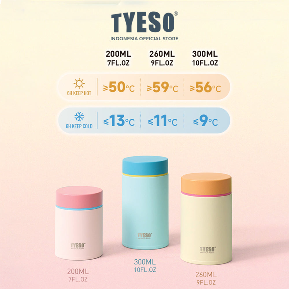 [SUS 316] Tyeso Food Jar Termos Nasi Sup Bubur Mini 200ML TS-01038 Bekal Makan Tahan Panas Dingin 12 Jam BPA Free