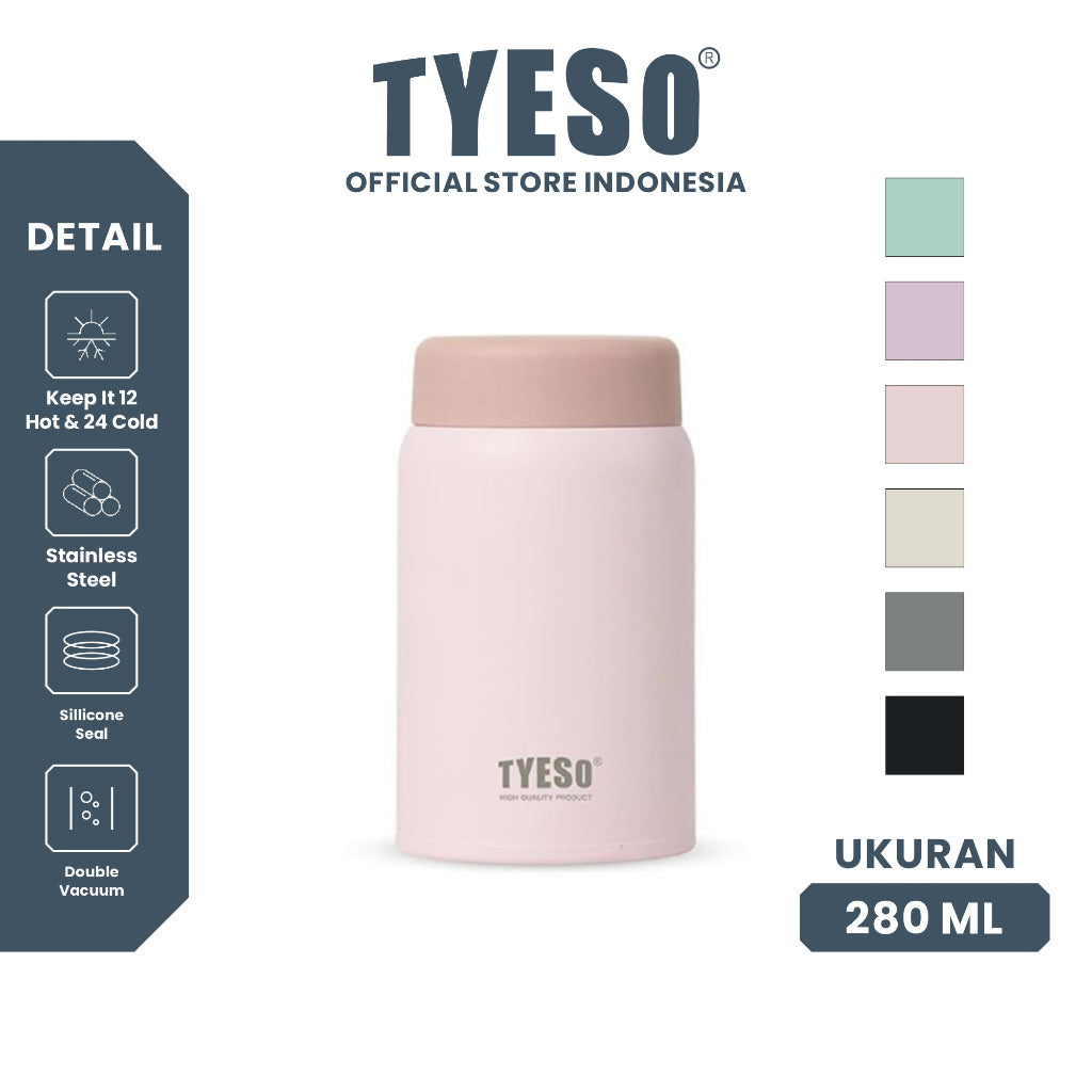 [Stainless Steel 316] Tyeso Wadah Bekal Makan Premium Anti Tumpah 280ml SUS316 TS-01042 Tahan Panas Dingin Kotak Makan Anak Kantor Estetik