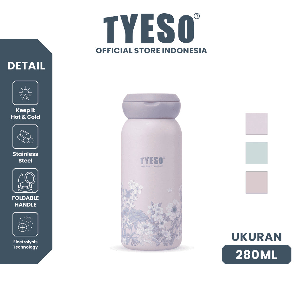 Tyeso Tumbler Mini 280ml Orbit Loop TS-01-02807 Botol Minum Stainless Steel Anti Bocor Tahan Panas Dingin Handle Lipat BPA Free