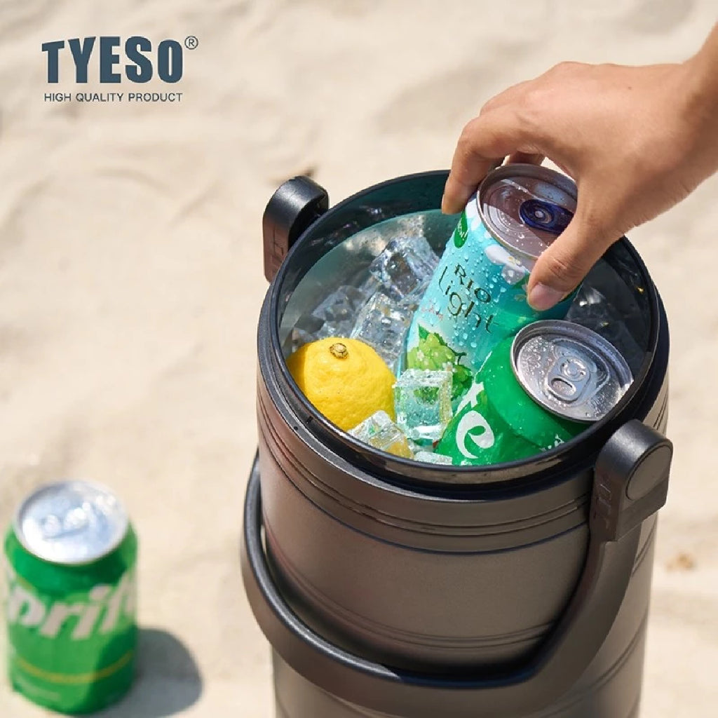 [ NEW PRODUCT ] Tyeso Cooler Bucket Portable 6.6 Liter Stainless Steel With Handle TS-01037 BPA FREE
