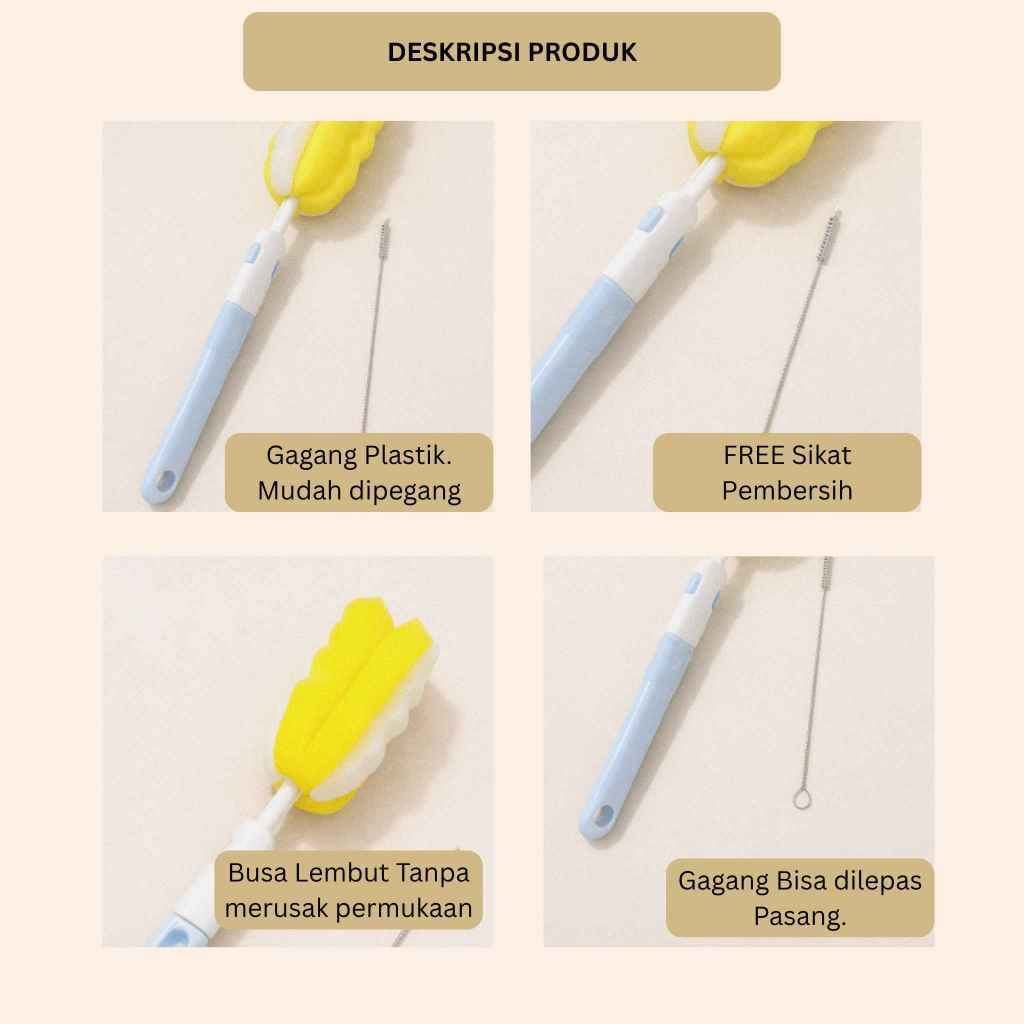 Tyeso Flower Cup Brush Two-Piece Set Kit Sikat Pembersih Botol Dot Sedotan Multifungsi