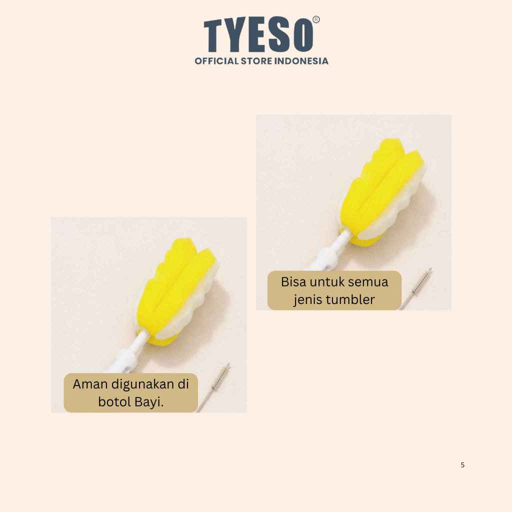 Tyeso Flower Cup Brush Two-Piece Set Kit Sikat Pembersih Botol Dot Sedotan Multifungsi