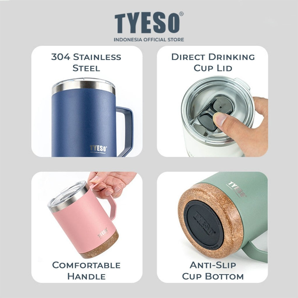Tyeso Tumbler Mug Stainless Steel 710ml TS-8837 Gelas Motif Kayu Coffee Cup Vacuum Insulated