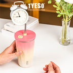 Tyeso Tumbler Gelas Kopi Gradasi Portable 600ml Stainless Steel Free Sedotan TS-8848 Original Resmi