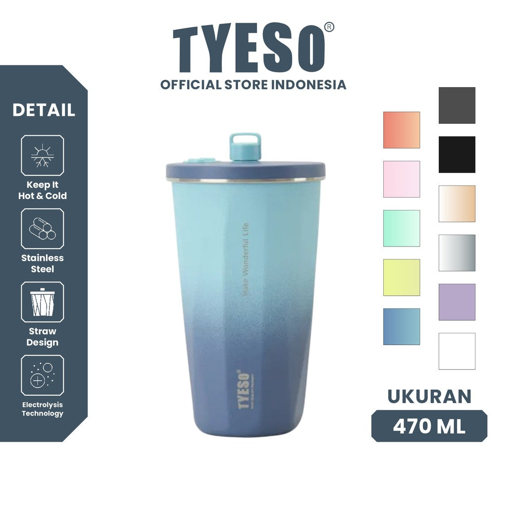 Tyeso Tumbler Gelas Kopi 470ml Botol Minum Portable TS-8854 Stainless Steel 19oz