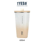 Tyeso Tumbler Gelas Kopi Gradasi Portable 600ml Stainless Steel Free Sedotan TS-8848 Original Resmi