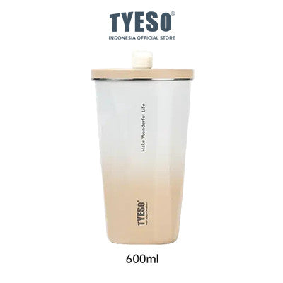 Tyeso Tumbler Gelas Kopi Gradasi Portable 600ml Stainless Steel Free Sedotan TS-8848 Original Resmi