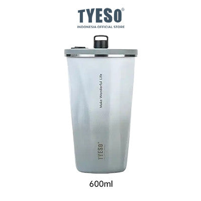 Tyeso Tumbler Gelas Kopi Gradasi Portable 600ml Stainless Steel Free Sedotan TS-8848 Original Resmi