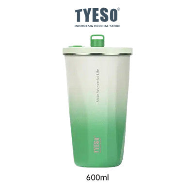 Tyeso Tumbler Gelas Kopi Gradasi Portable 600ml Stainless Steel Free Sedotan TS-8848 Original Resmi