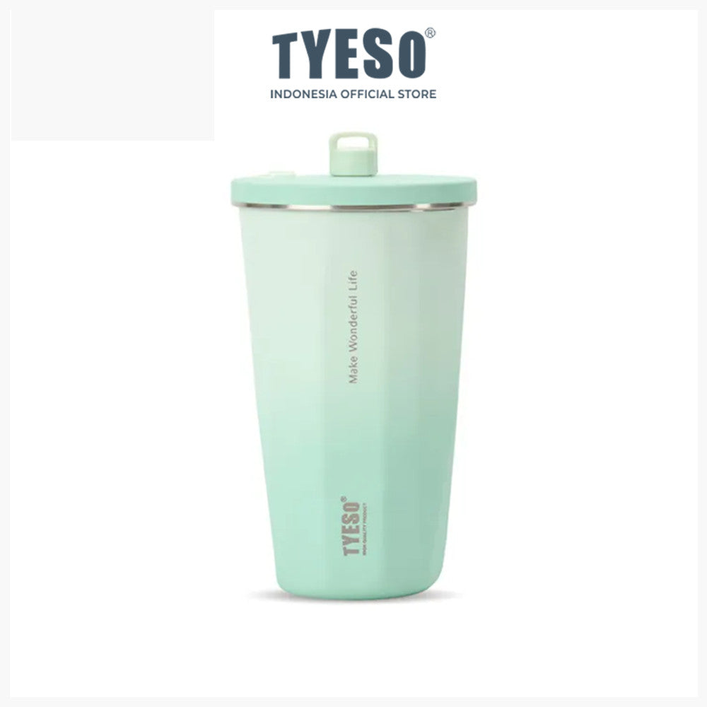 Tyeso Tumbler Gelas Kopi Gradasi Portable 600ml Stainless Steel Free Sedotan TS-8848 Original Resmi