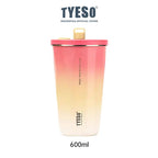 Tyeso Tumbler Gelas Kopi Gradasi Portable 600ml Stainless Steel Free Sedotan TS-8848 Original Resmi