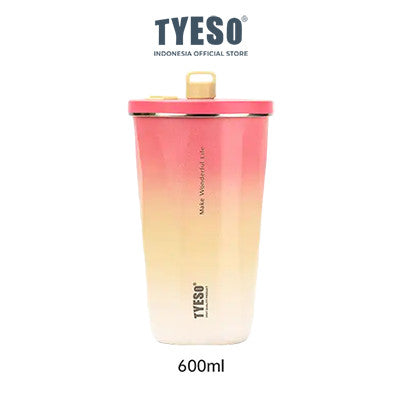 Tyeso Tumbler Gelas Kopi Gradasi Portable 600ml Stainless Steel Free Sedotan TS-8848 Original Resmi
