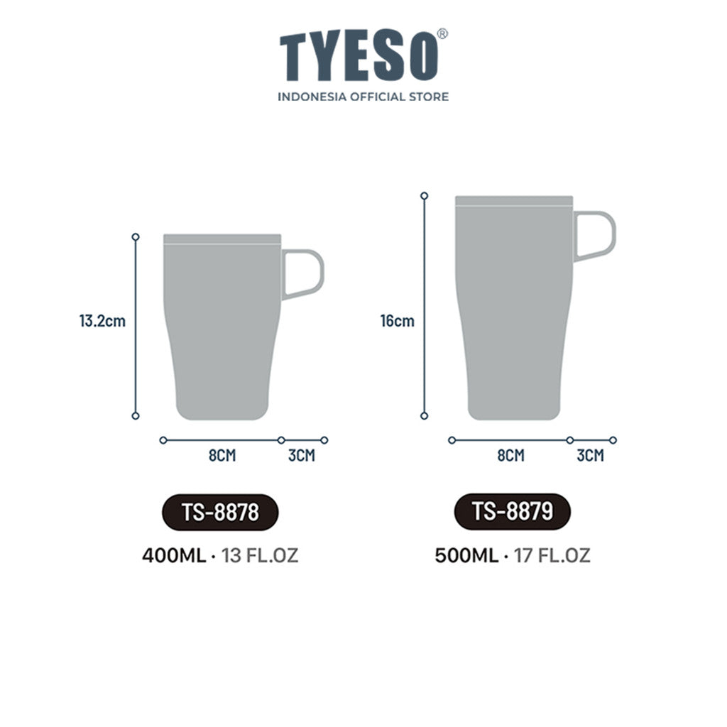 Tyeso Tumbler Table Mug Gelas 500ml Stainless Steel Cangkir Kopi Insulated Thermal Coffee Cup TS-8879