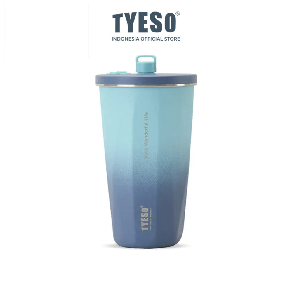 Tyeso Tumbler Gelas Kopi Gradasi Portable 600ml Stainless Steel Free Sedotan TS-8848 Original Resmi