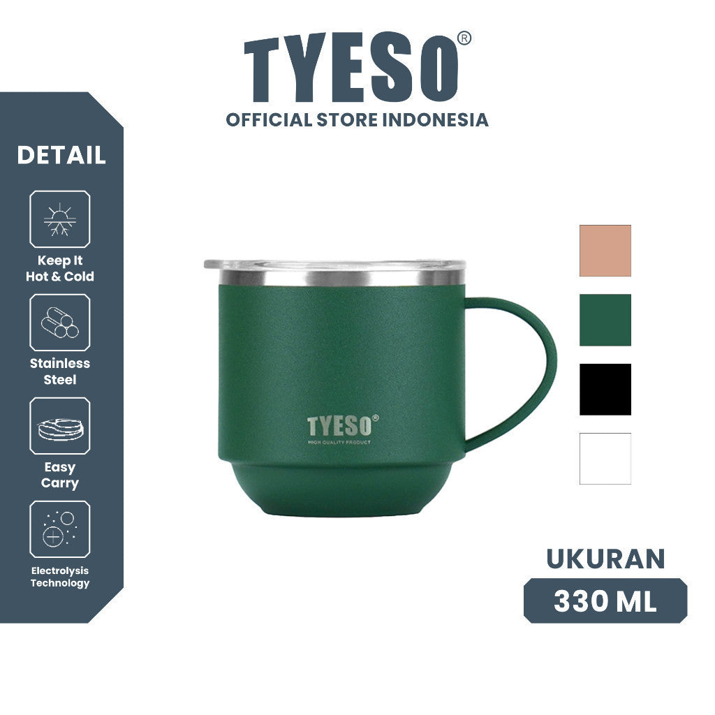 Tyeso Gelas Coffee Mug 330ml TS-8825 Stainless Steel Double Vacuum Insulated Tahan Panas 8 Jam