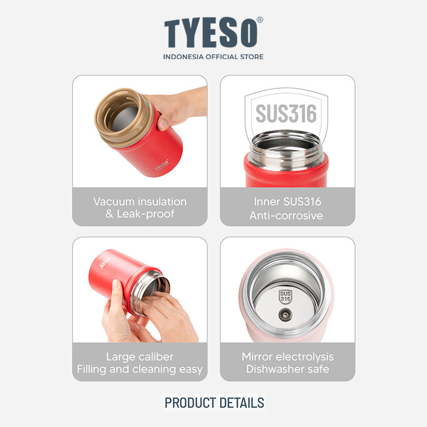 Tyeso Food Jar 450ML Lunch Box SUS 316 Stainless Steel TS-8871 Wadah Tempat Penyimpanan Bekal Makanan Tahan Panas Dan Dingin