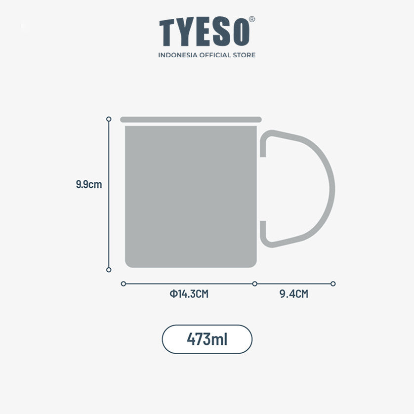 Tyeso Gelas Table Mug 473 mL TS-8845 Tahan Panas & Dingin Stainless Steel Double Vacuum Insulated