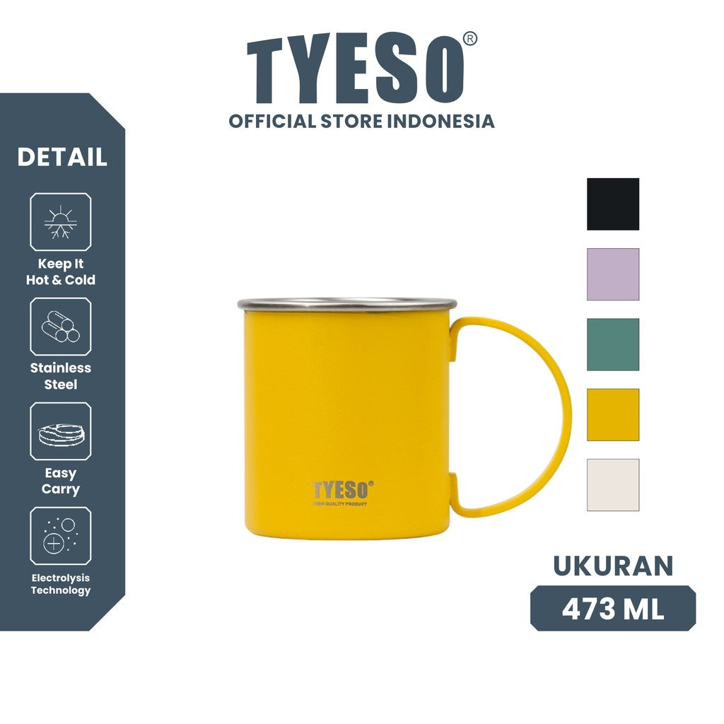 Tyeso Gelas Table Mug 473 mL TS-8845 Tahan Panas & Dingin Stainless Steel Double Vacuum Insulated