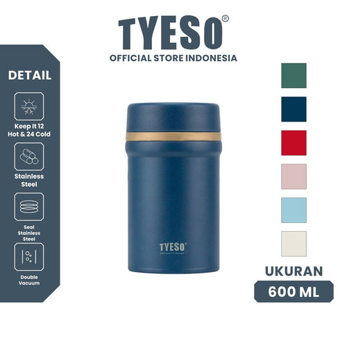 Tyeso Food Jar 600ML Lunch Box SUS 316 Stainless Steel TS-8872 Wadah Tempat Penyimpanan Bekal Makanan Tahan Panas Dan Dingin