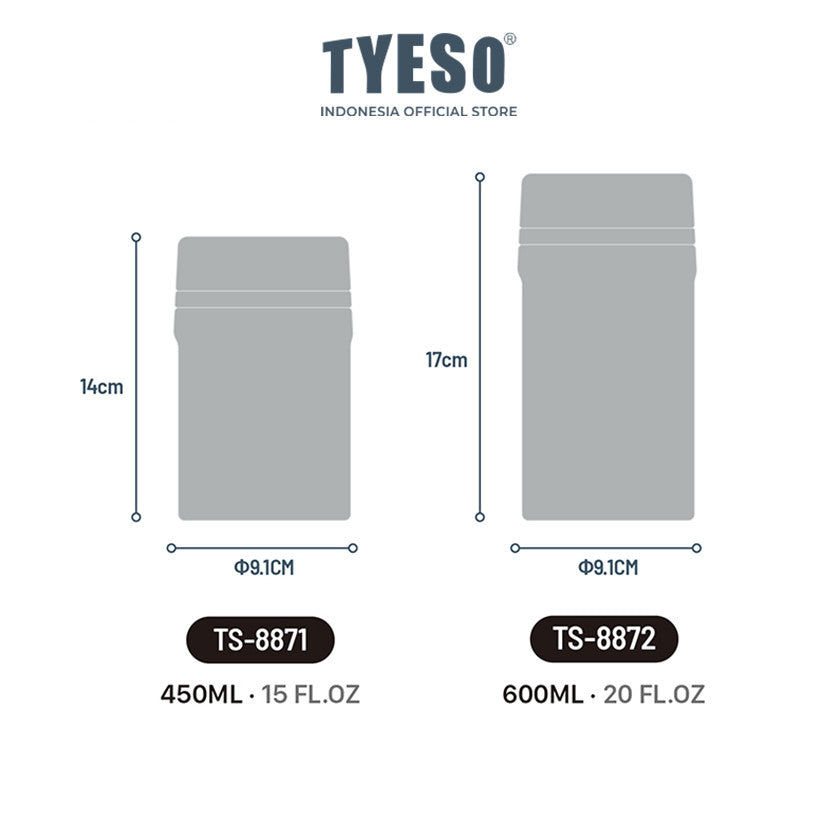Tyeso Food Jar 600ML Lunch Box SUS 316 Stainless Steel TS-8872 Wadah Tempat Penyimpanan Bekal Makanan Tahan Panas Dan Dingin