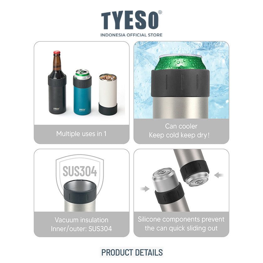 Tyeso Tumbler Table Mug Can Cooler 350ml TS-8897 Penyimpanan botol Kaleng Multifungsi