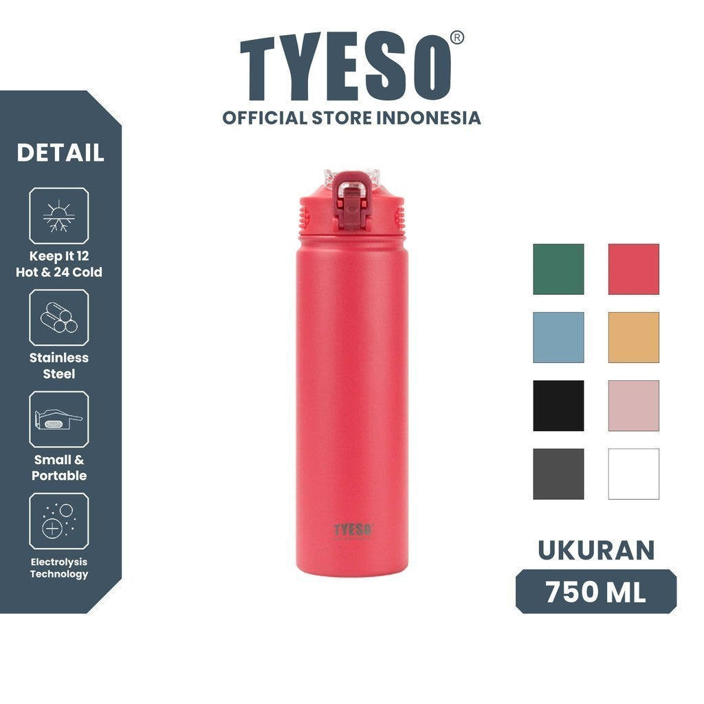 Tyeso Tumbler Botol Minum 750ml TS-8771C Stainless Steel Anti Tumpah Double Vacuum Insulated Sports
