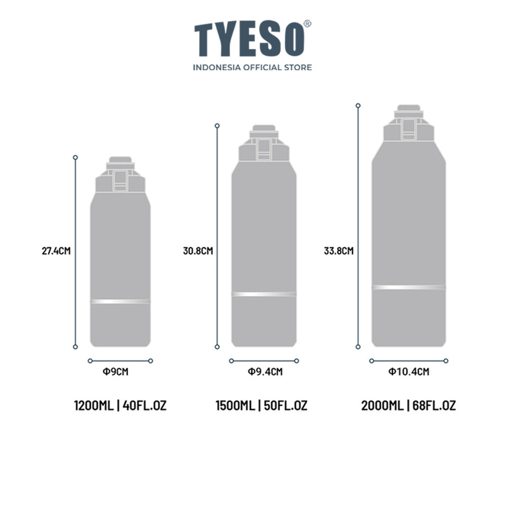 Tyeso Tumbler Sport 2 Liter Thermos Flask 2000 ML TS-01015 Double Vacuum Insulated 67 Oz