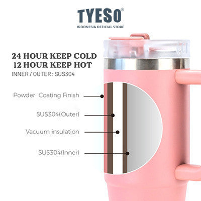 Tyeso Aura Tumbler Handle Portable Stainless Coffee cup 900 mL TS-8866 Thermos Cup Vacuum Insulated