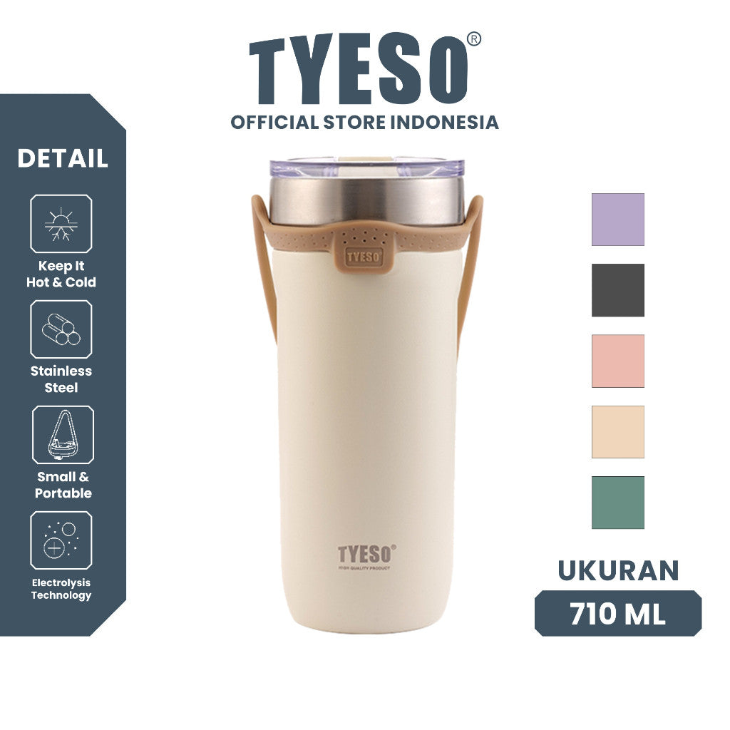 Tyeso Botol Minum Sedotan 710ml TS-8767 Tumbler Handle Silikon Cup Vacuum Insulated Stainless Steel