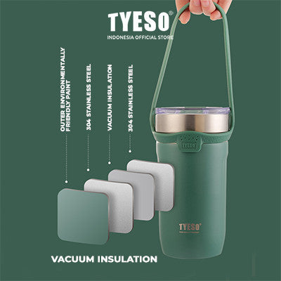 Tyeso Botol Minum Sedotan 710ml TS-8767 Tumbler Handle Silikon Cup Vacuum Insulated Stainless Steel