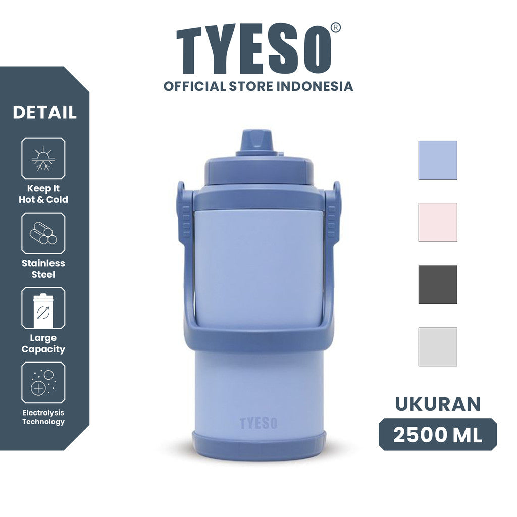 Tyeso TS-01017 Botol Minum Jumbo 2500ML Galon Portable Vacuum Insulated Stainless Steel Sport Outdoor BPA FREE Anti Bocor