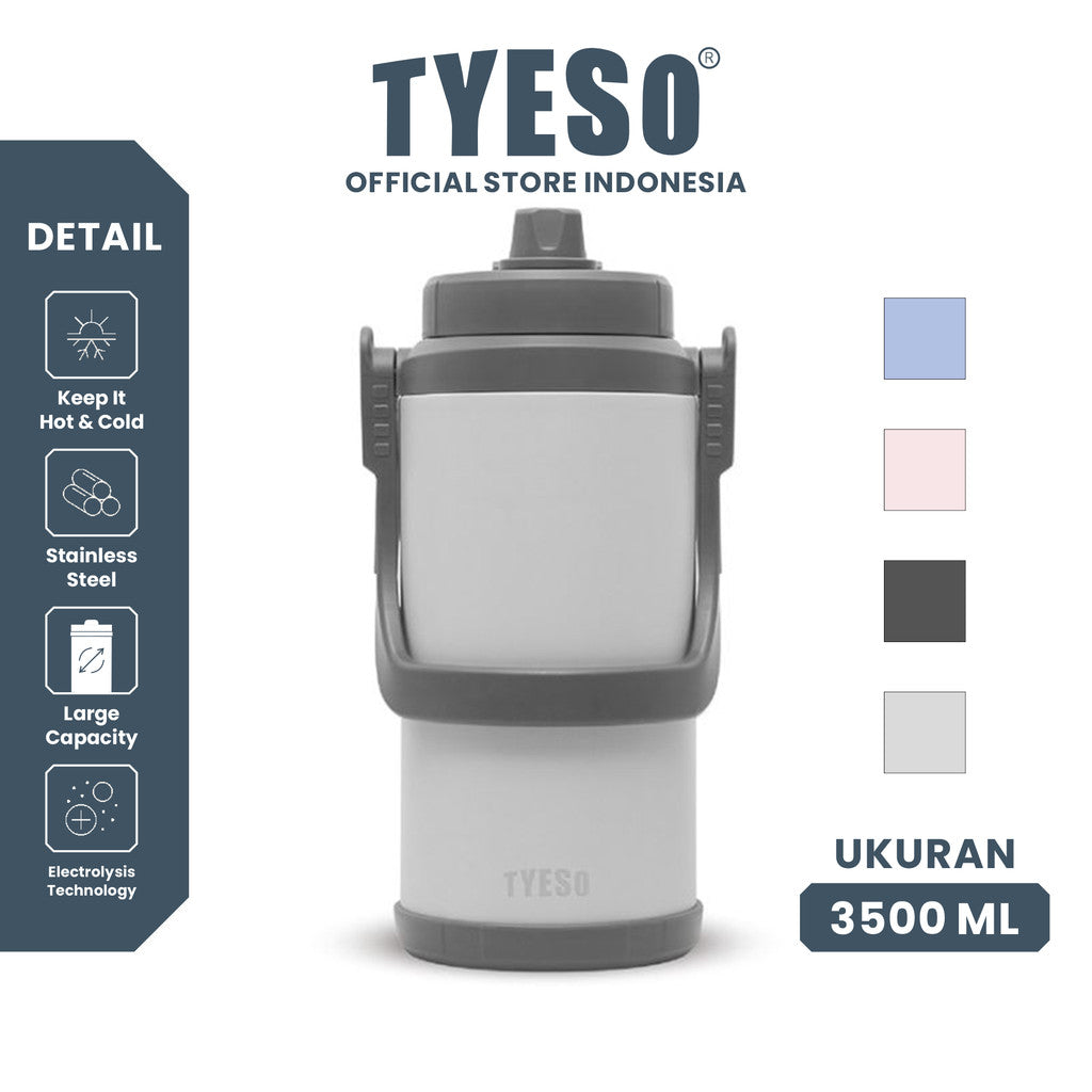 Tyeso TS-01019 Botol Minum Jumbo 3500ML Galon Portable Vacuum Insulated Stainless Steel Sport Outdoor BPA FREE Anti Bocor