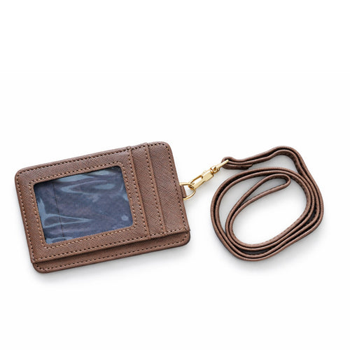 Lavvishe ID Card Holder Name Tag Kulit Hitam Coklat Menyimpan Kartu Identitas Profesional